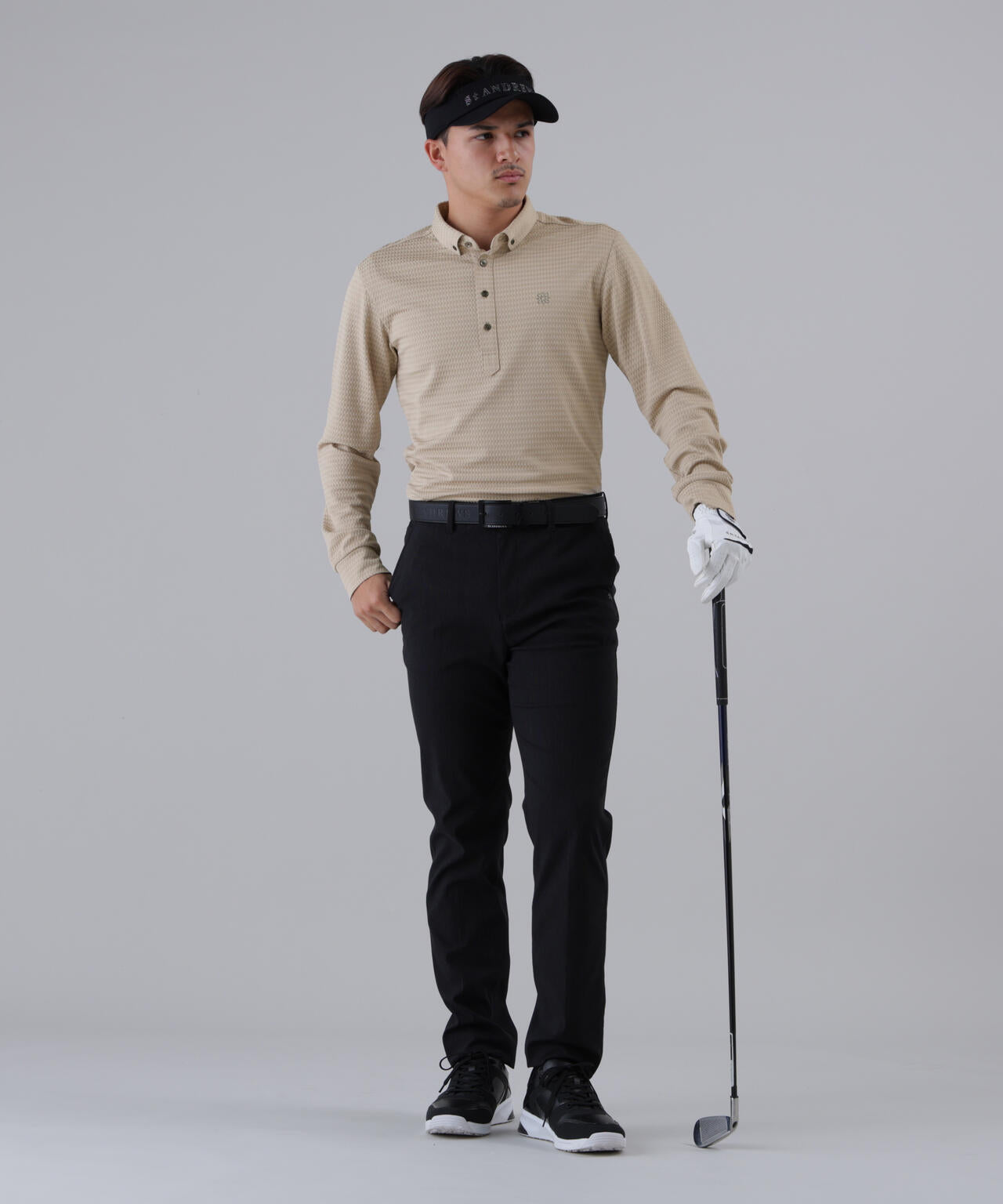 【吸水速乾】格子ジャガード長袖シャツ (MENS)