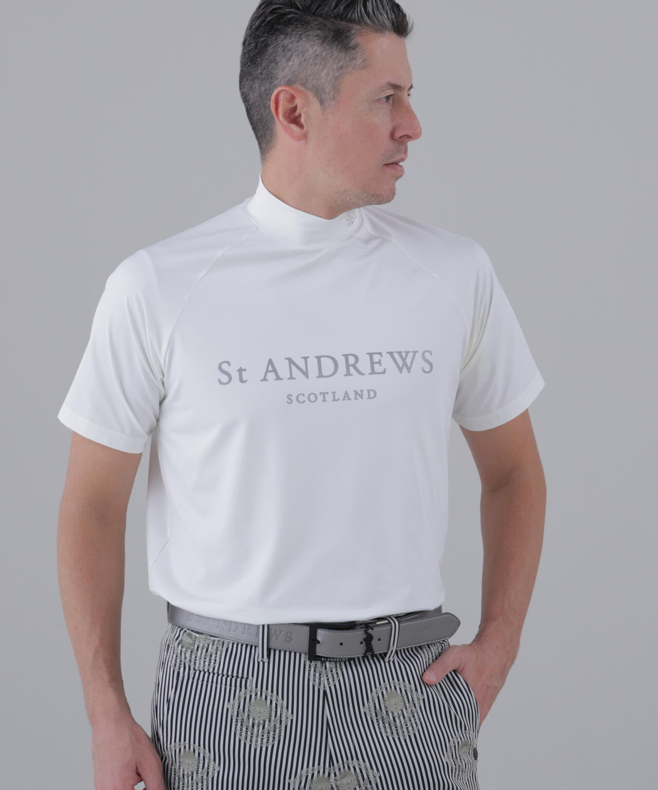 ポリエステルベア天竺ハイネックカットソー (MENS)