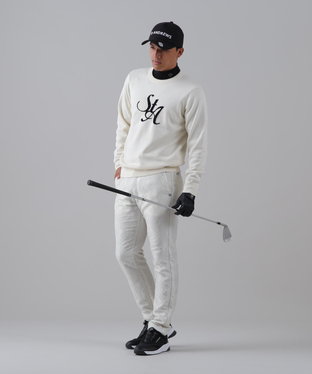 12GSTAインターシャクルーネックニットプルオーバー (MENS)