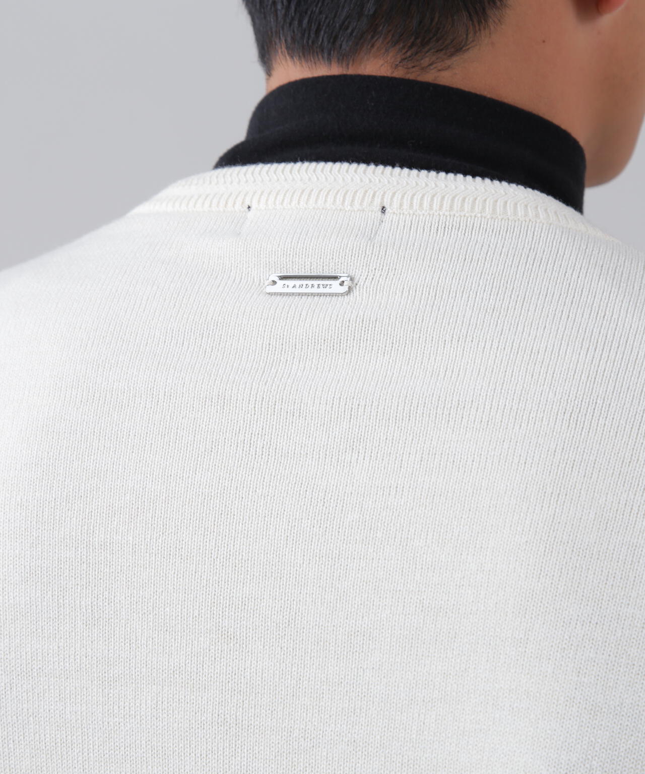 12GSTAインターシャクルーネックニットプルオーバー (MENS)