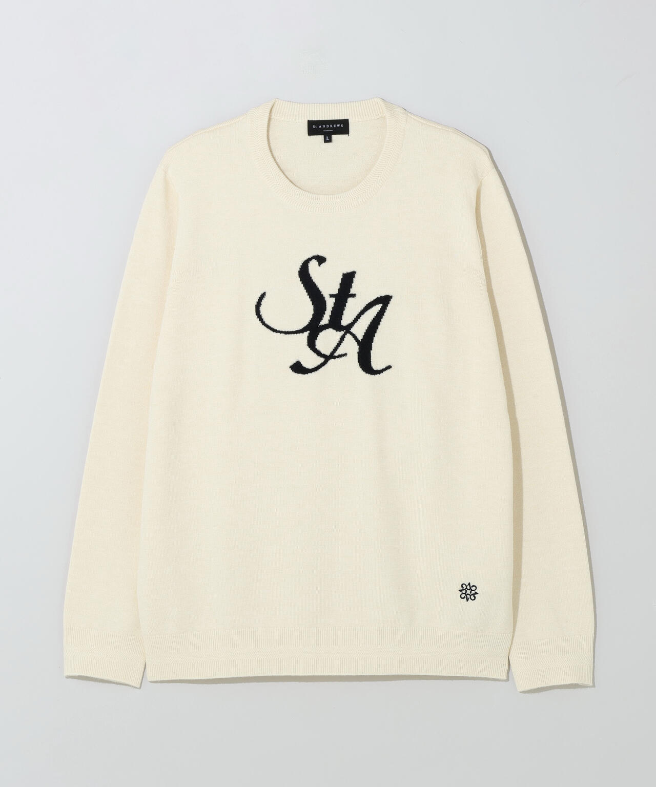 12GSTAインターシャクルーネックニットプルオーバー (MENS)