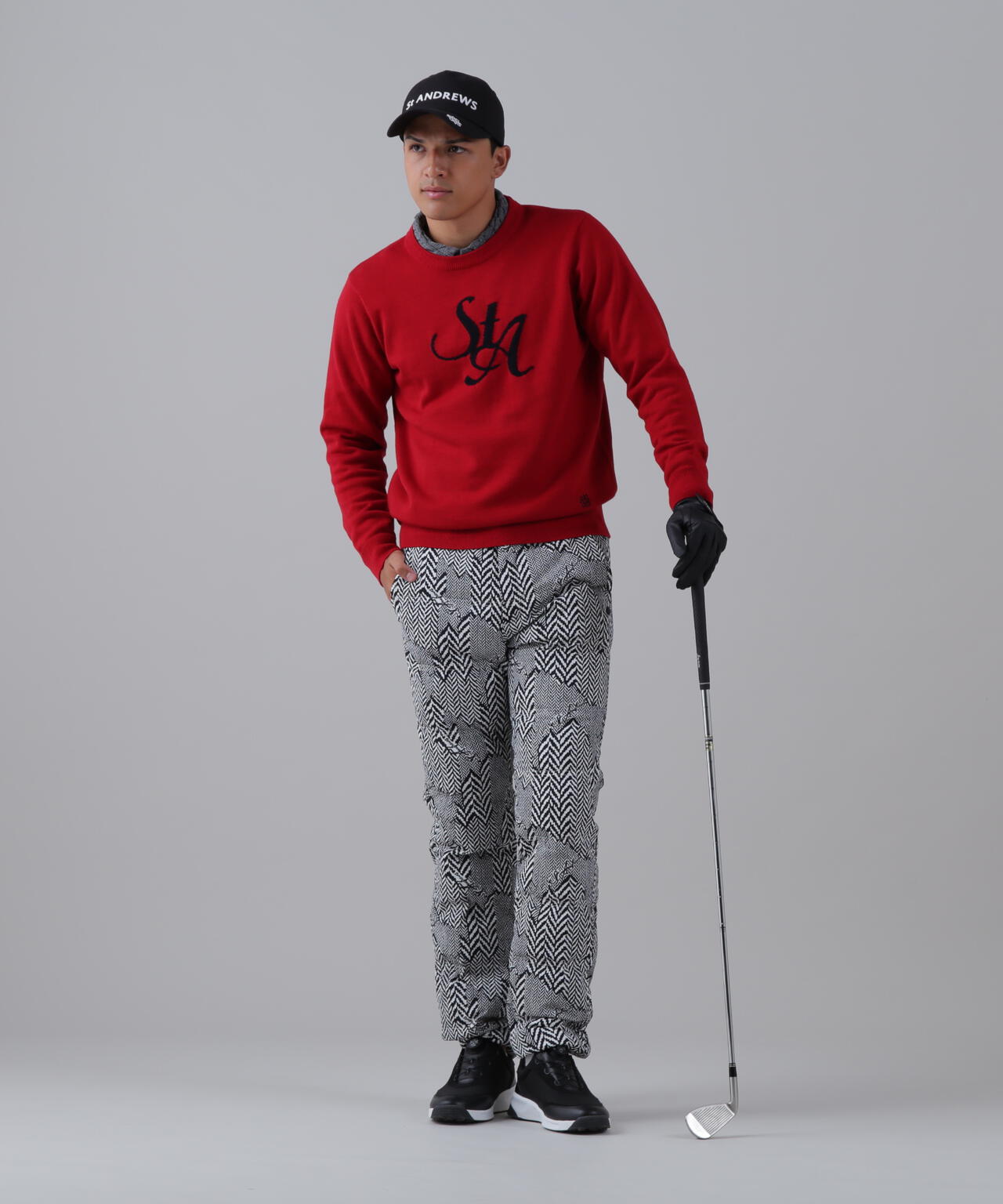 12GSTAインターシャクルーネックニットプルオーバー (MENS)