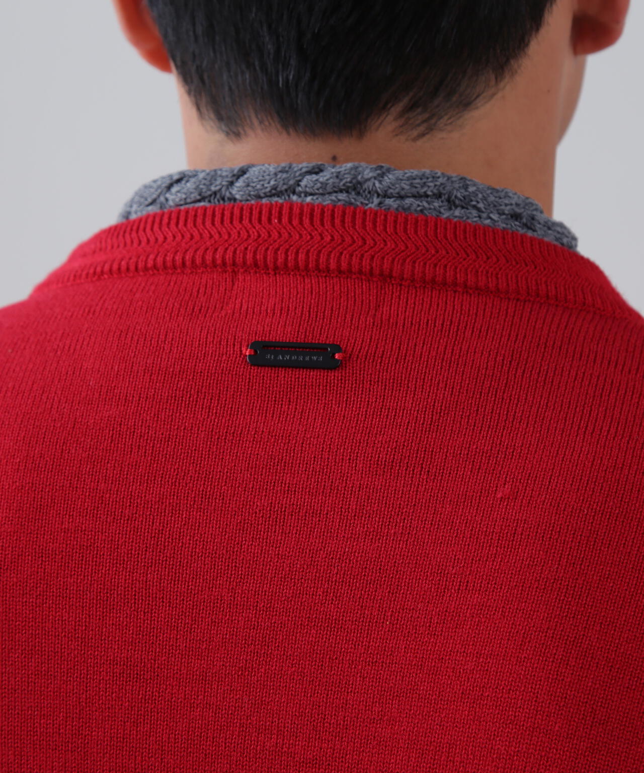 12GSTAインターシャクルーネックニットプルオーバー (MENS)