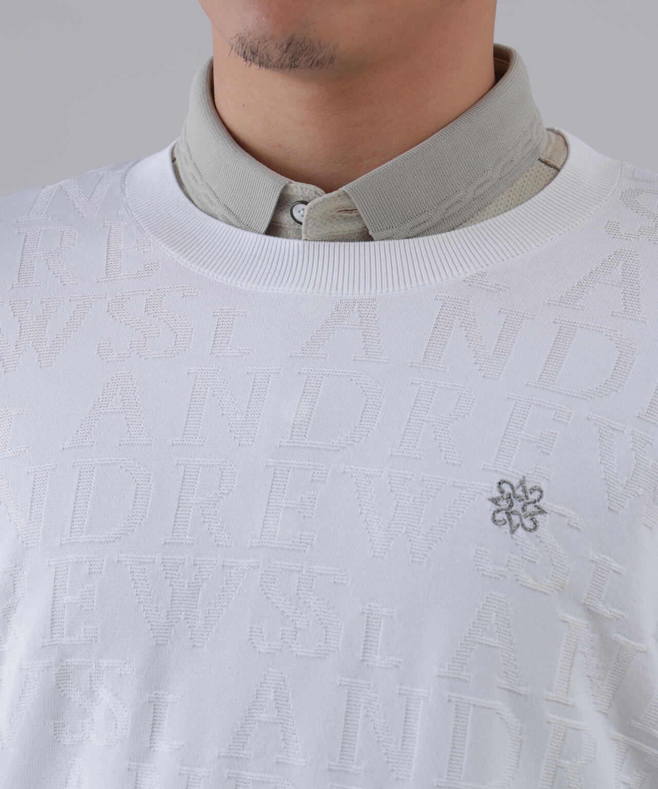 ダブルロゴジャガードクルーネックニットプルオーバー (MENS)