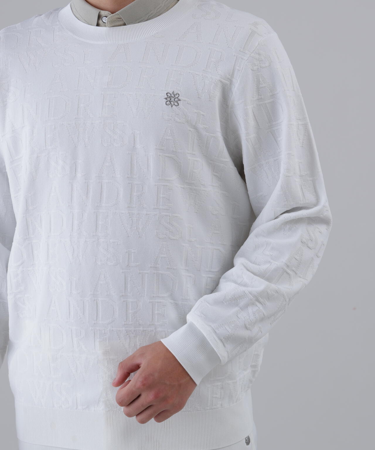 ダブルロゴジャガードクルーネックニットプルオーバー (MENS)