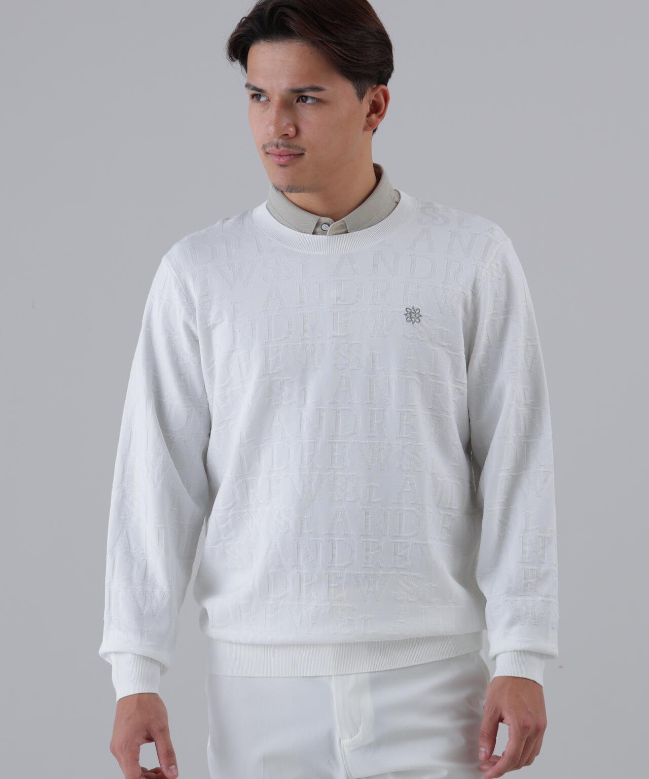 ダブルロゴジャガードクルーネックニットプルオーバー (MENS)