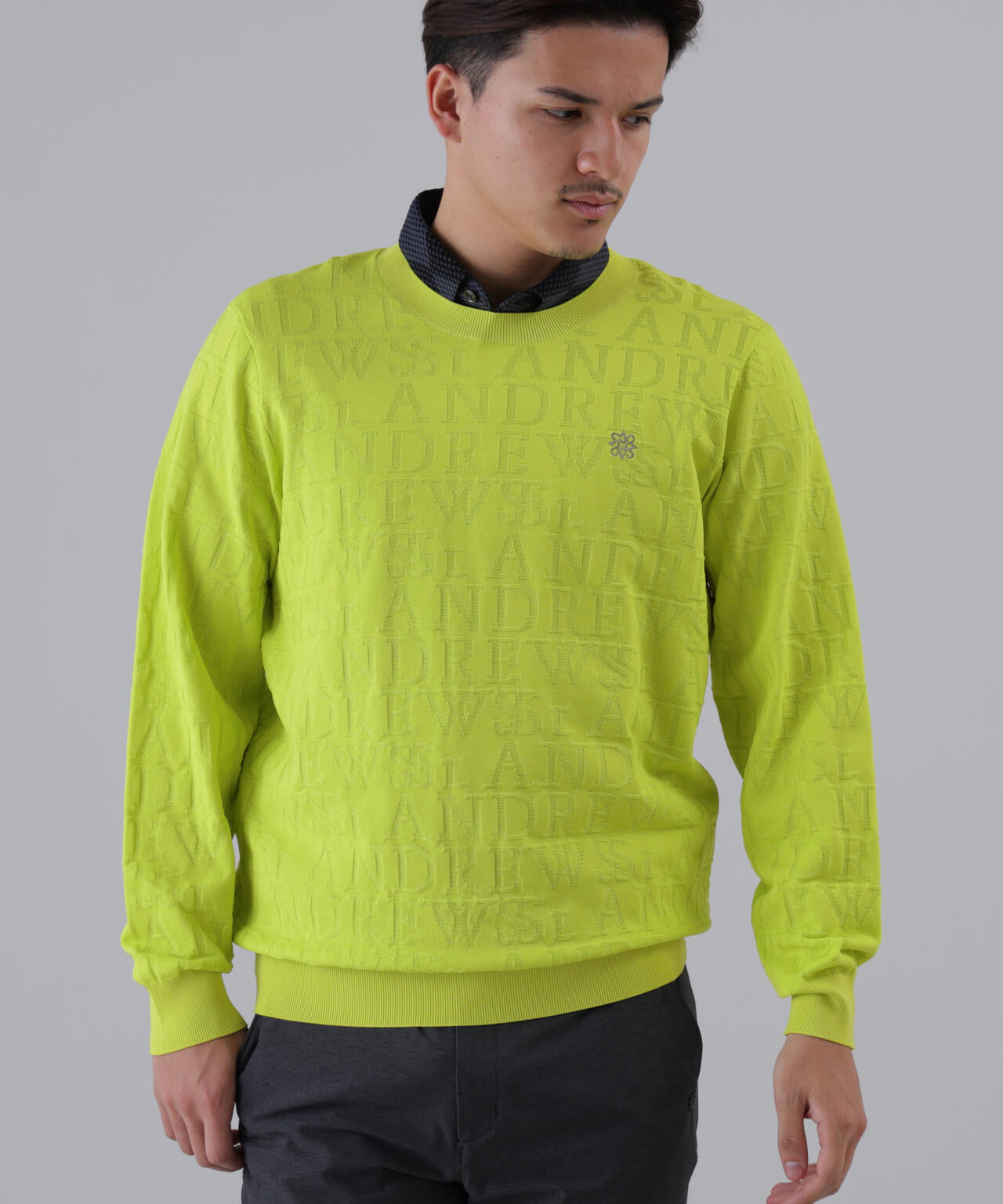 ダブルロゴジャガードクルーネックニットプルオーバー (MENS)