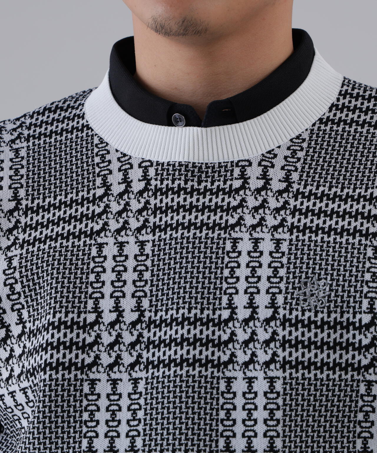14Gホースビットチェックジャガードプルオーバーニット (MENS)
