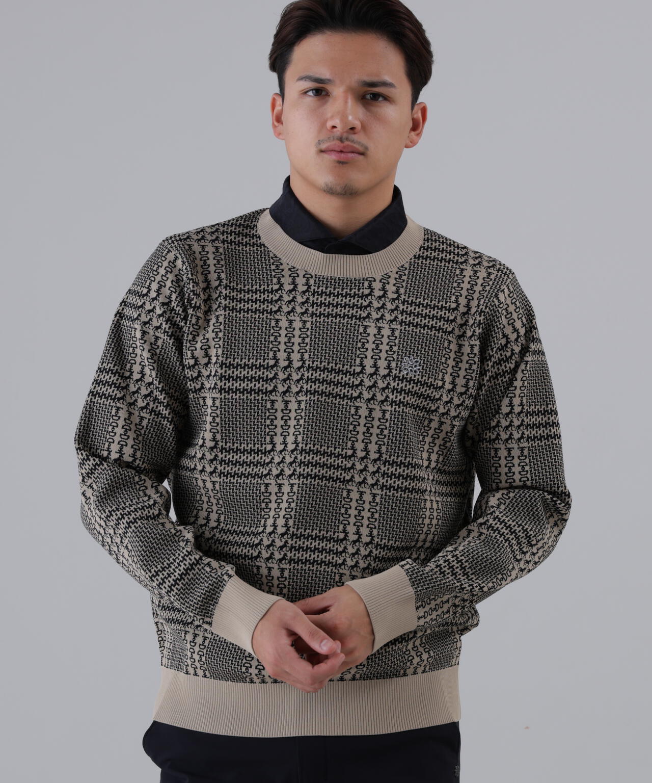 14Gホースビットチェックジャガードプルオーバーニット (MENS)