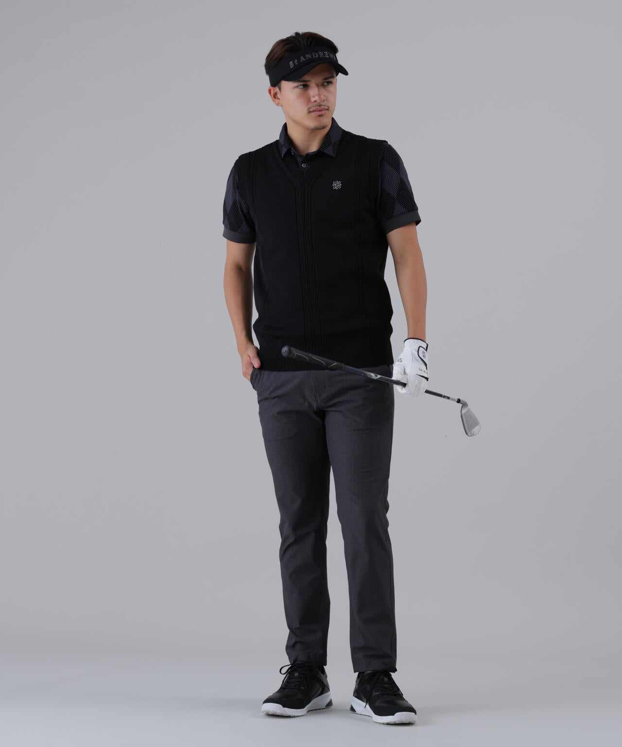 9GケーブルVネックニットベルトプルオーバー (MENS)