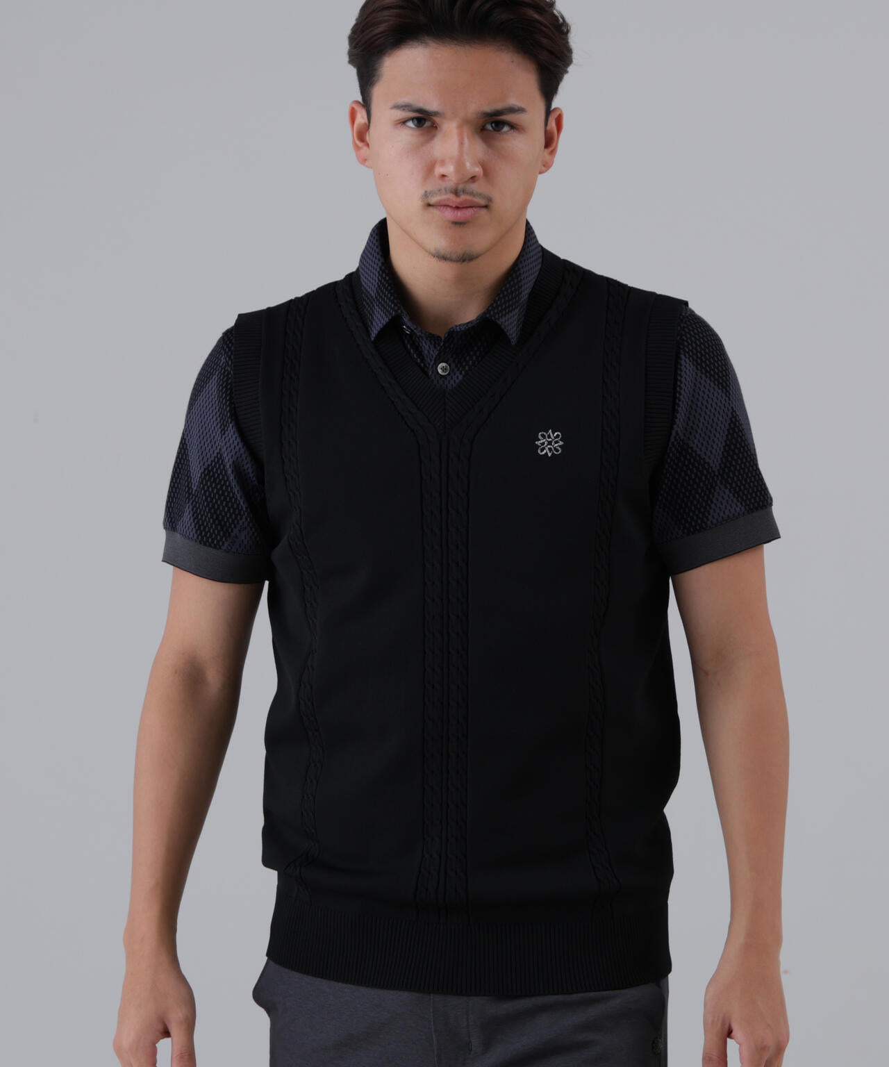 9GケーブルVネックニットベルトプルオーバー (MENS)