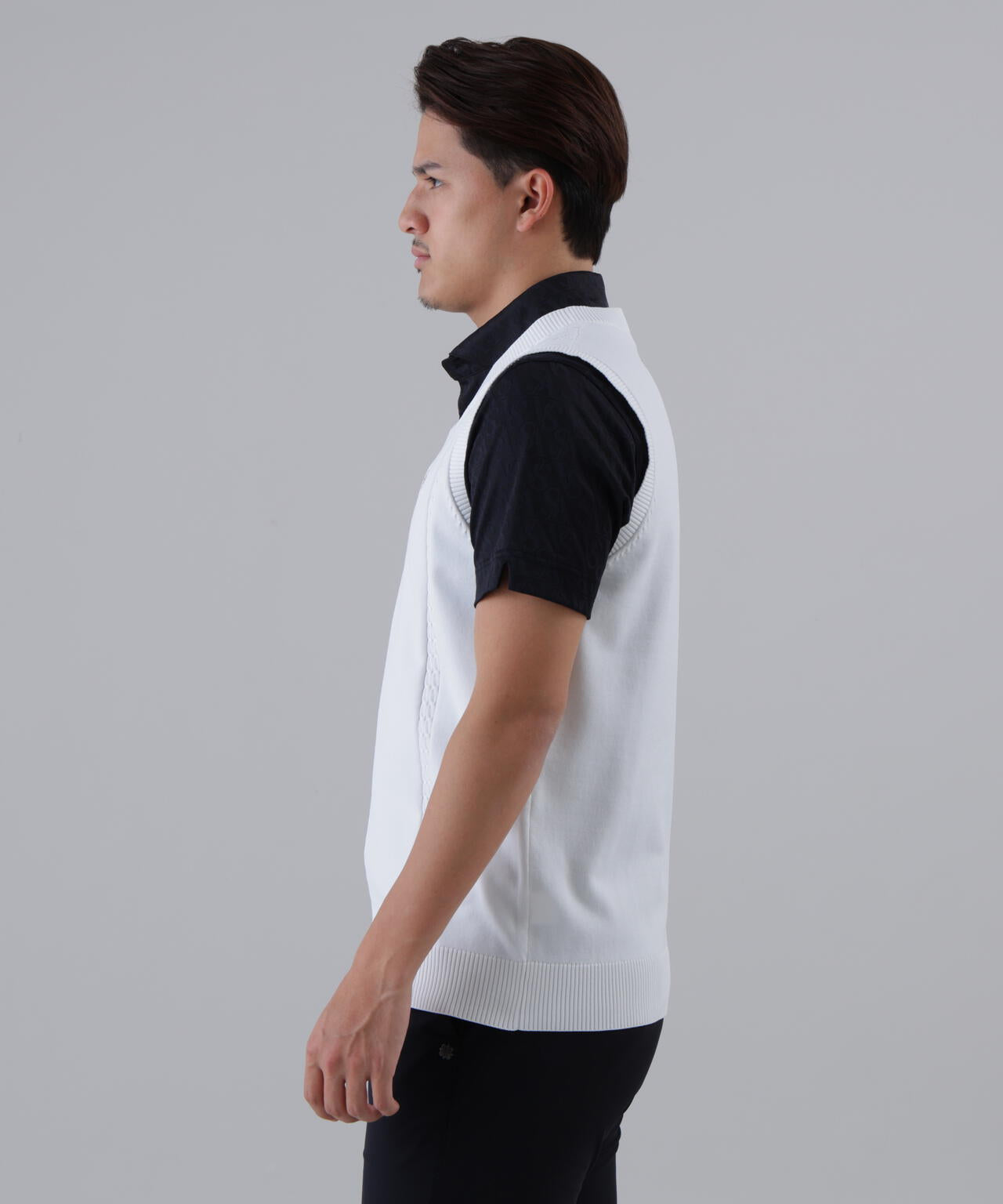 9GケーブルVネックニットベルトプルオーバー (MENS)