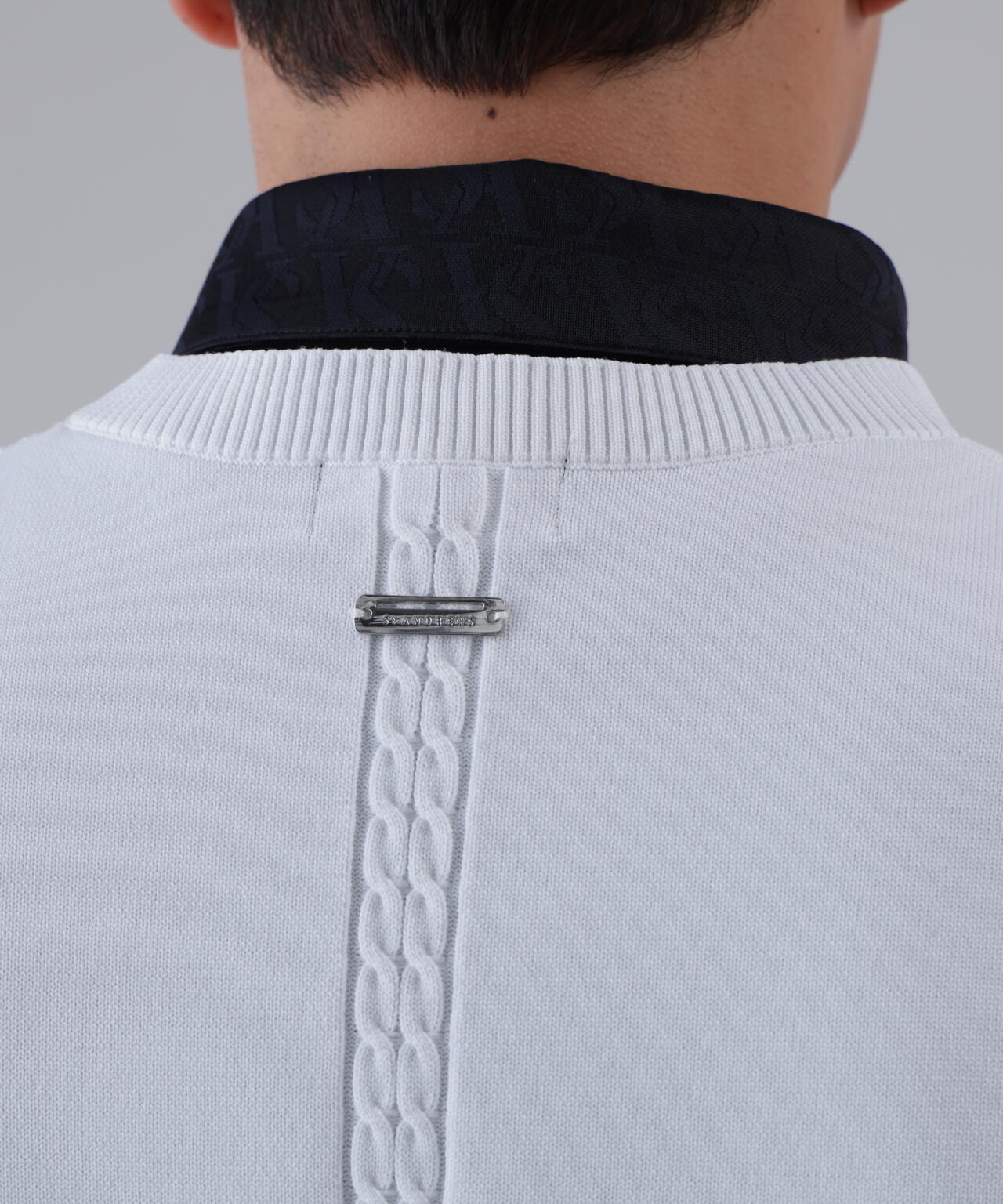 9GケーブルVネックニットベルトプルオーバー (MENS)