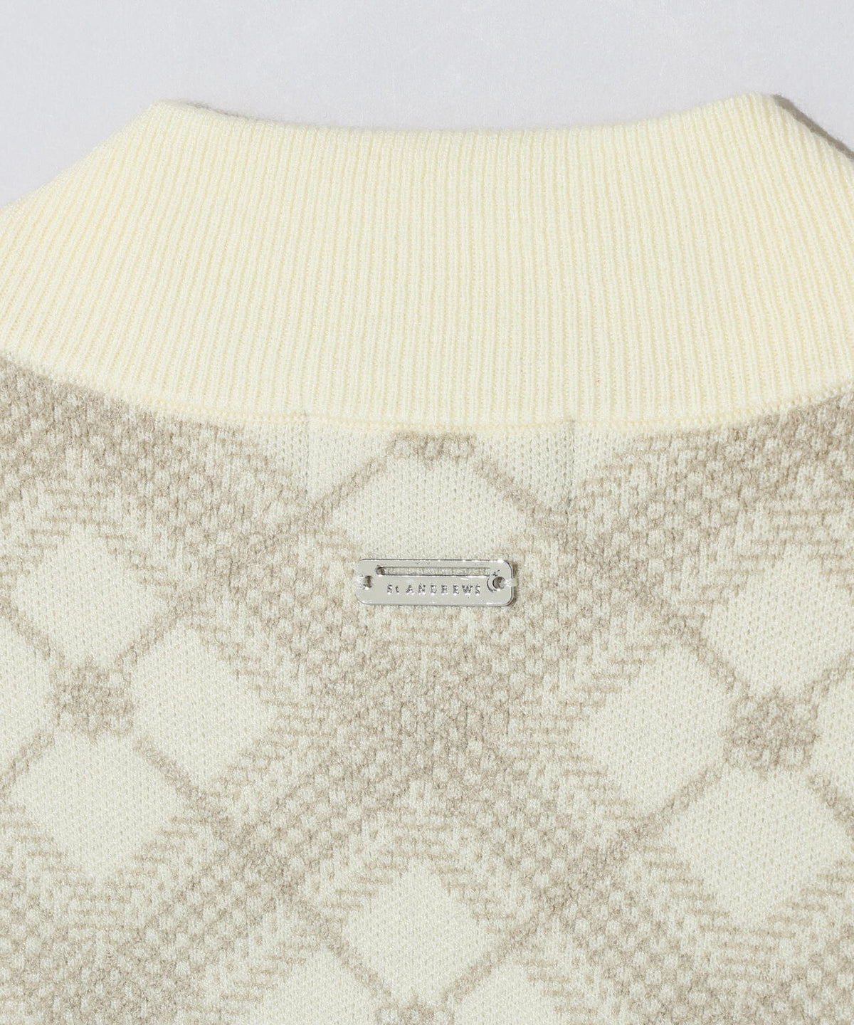 12Gケルトバイヤスチェックジャガードモックネックニットプルオーバー (MENS)