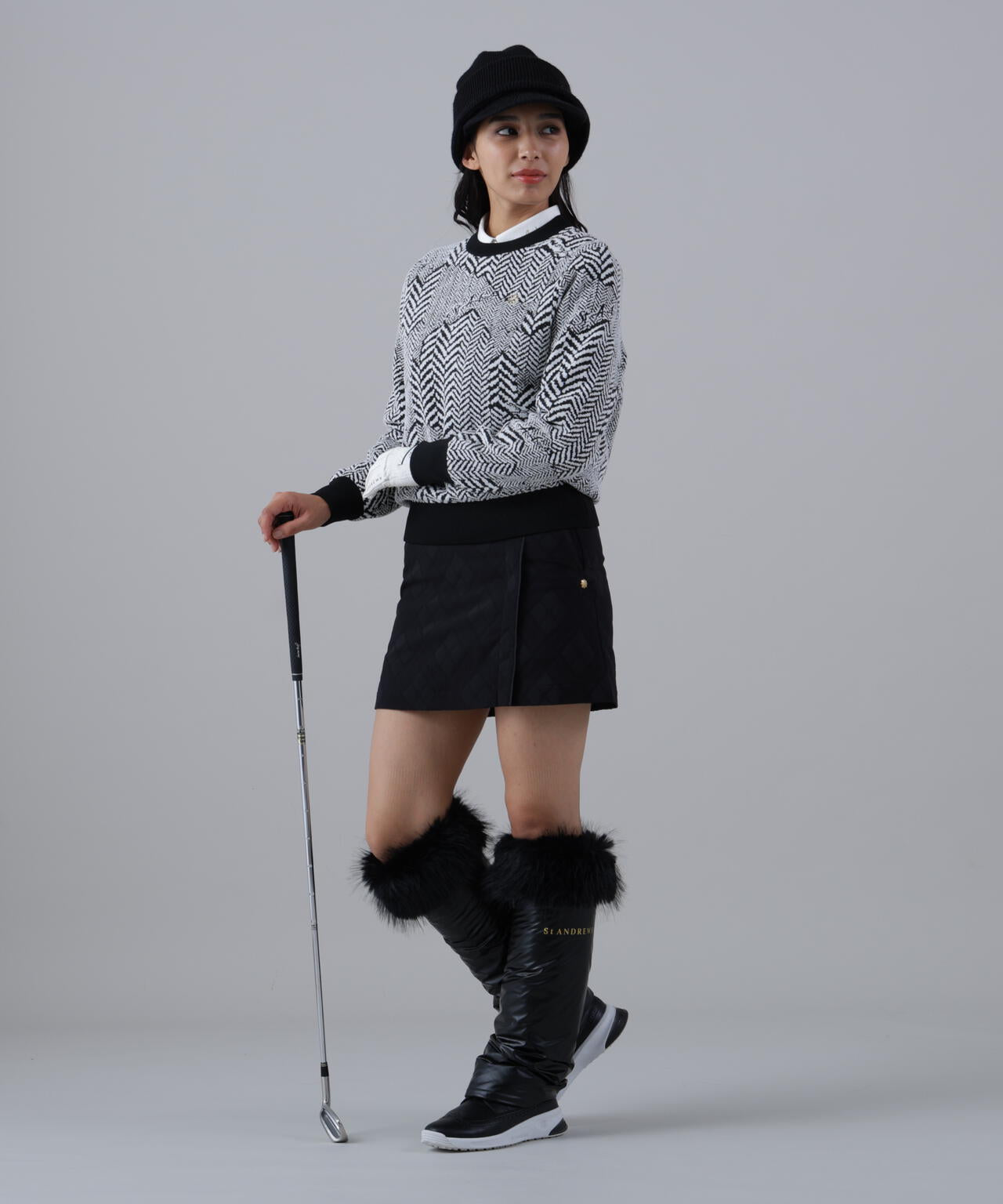 ポリエステルタフタ×ファーレッグウォーマー (WOMENS)