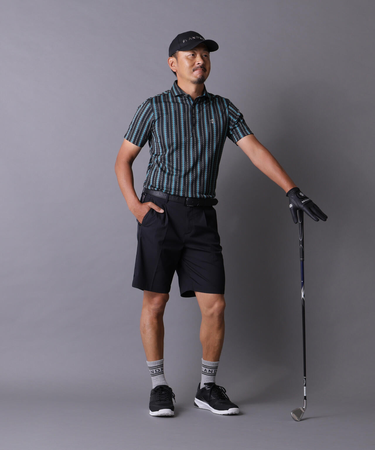 縄ストライプジャガード半袖シャツ (MENS)