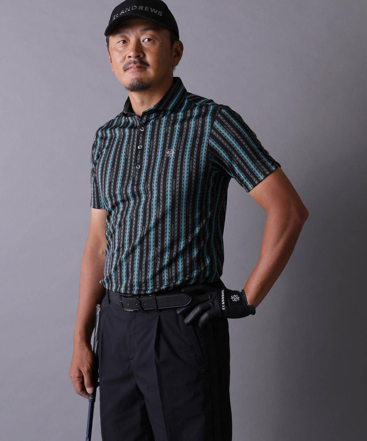 縄ストライプジャガード半袖シャツ (MENS)