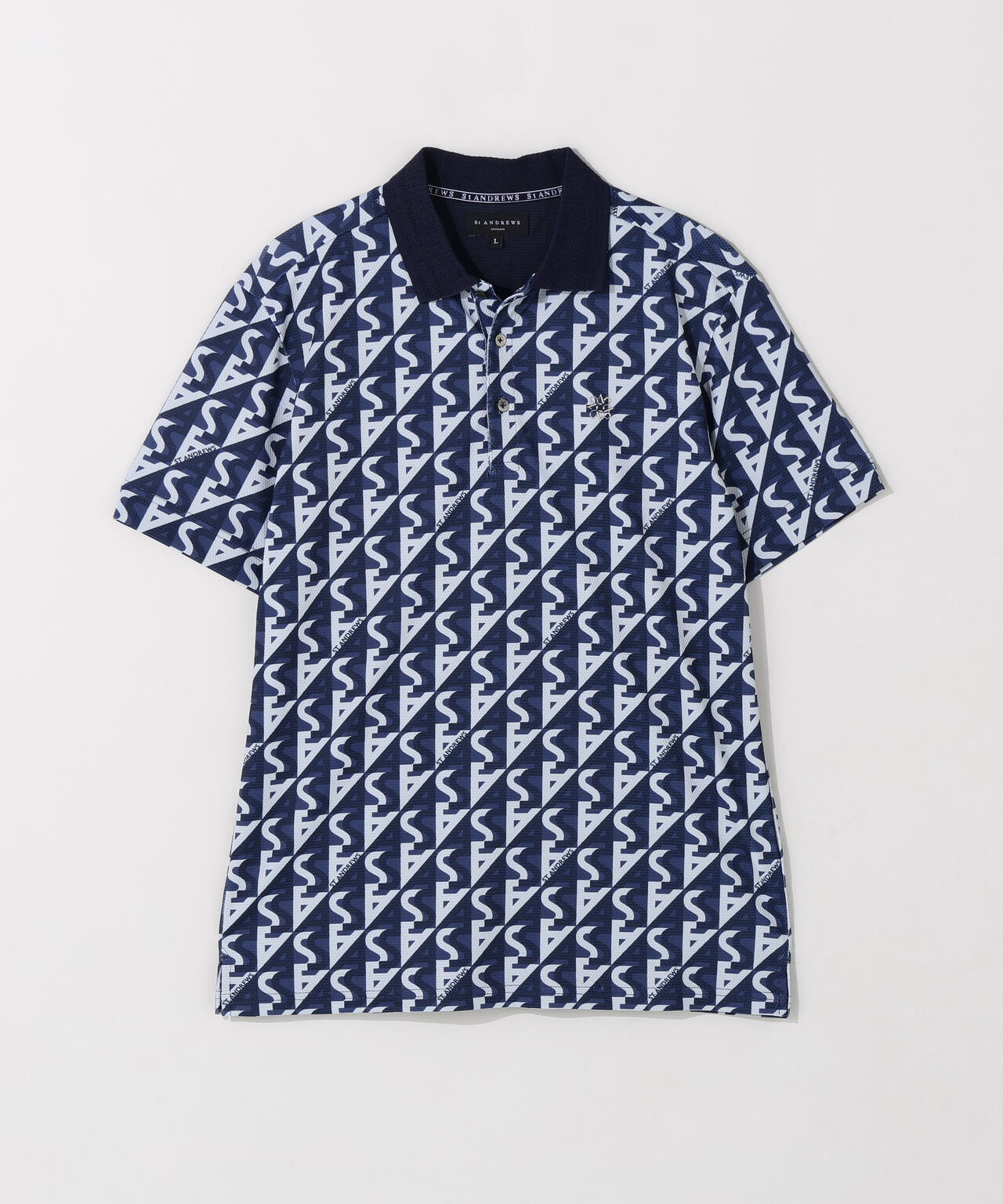 【吸水速乾】【UVカット】SAラインプリント半袖ポロシャツ (MENS)