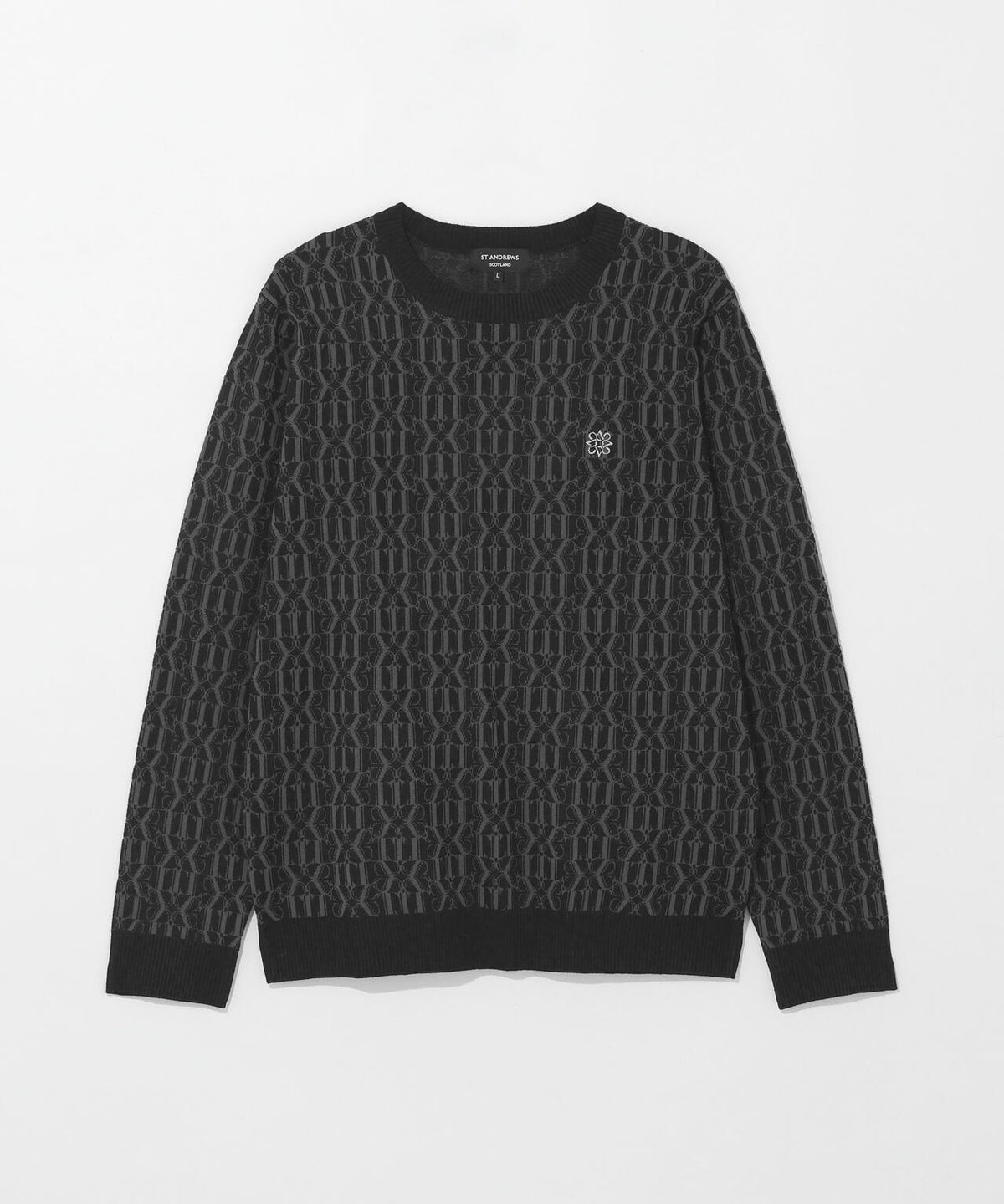 14Gモノグラムパターンジャガードクルーネックニットプルオーバー (MENS)