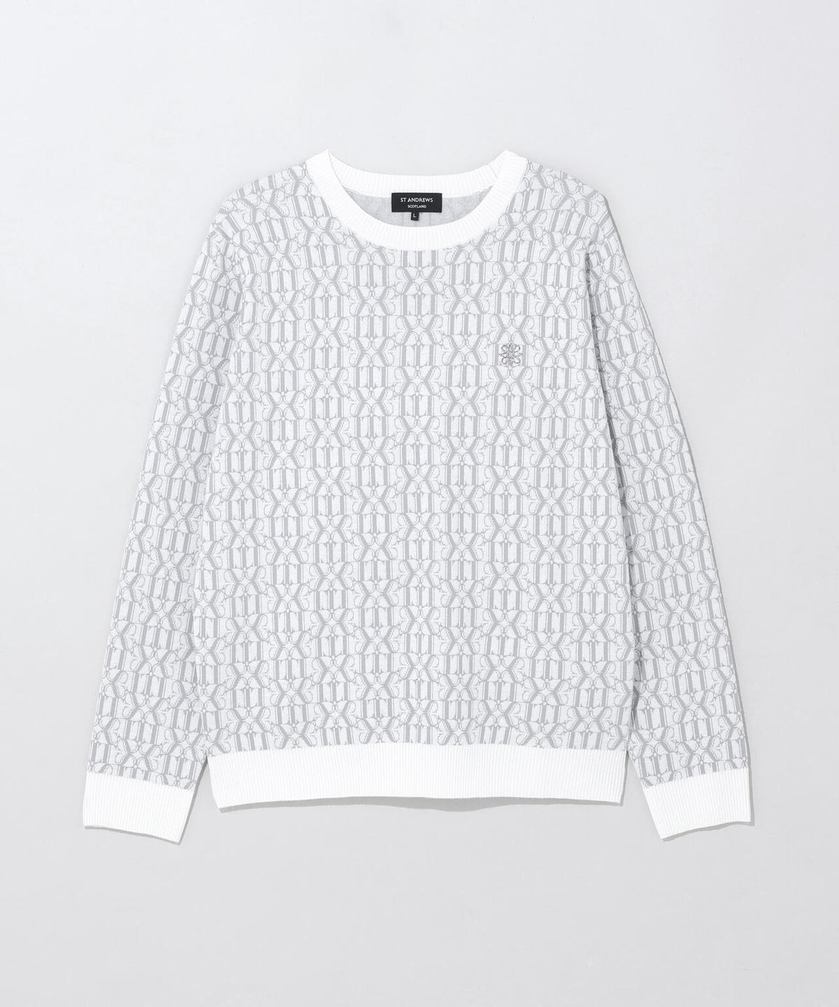 14Gモノグラムパターンジャガードクルーネックニットプルオーバー (MENS)