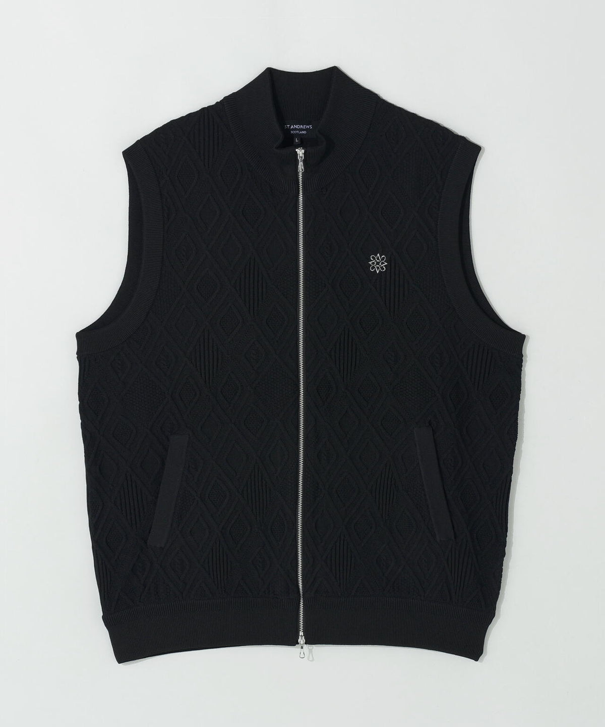 14G地柄ジップアップベスト (MENS)
