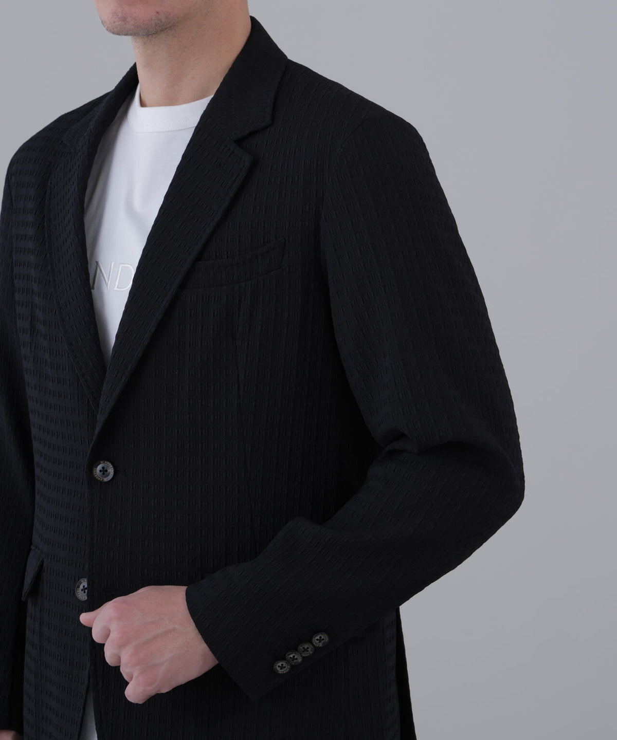 【ストレッチ】ふくれジャガードジャケット (MENS)
