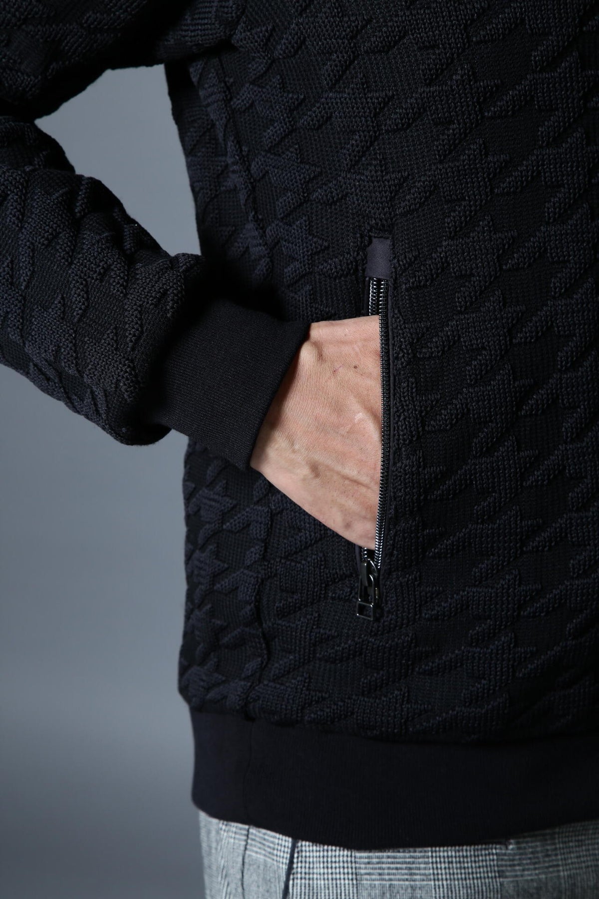 BK/千鳥柄ジップブルゾン