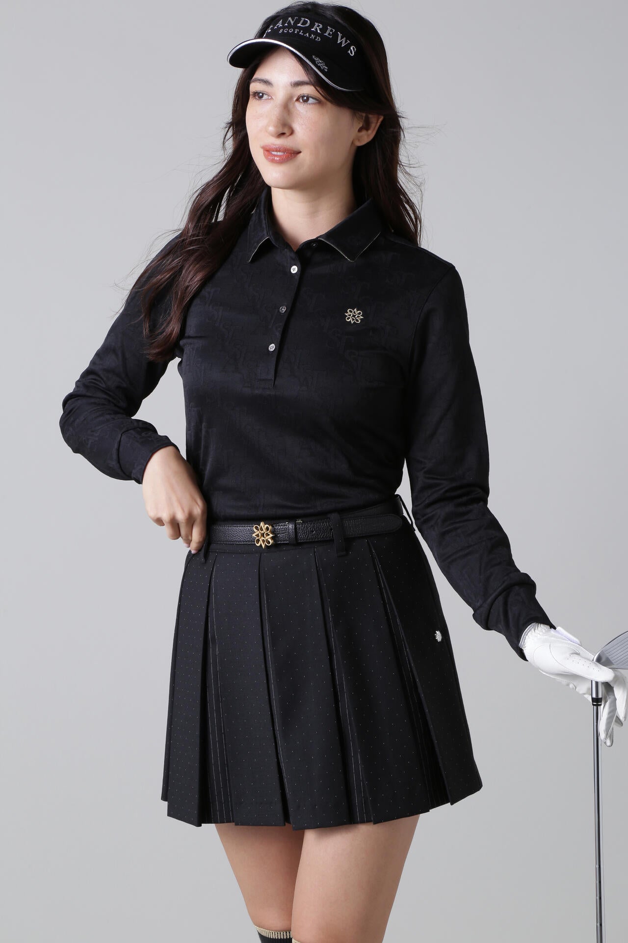 STAロゴジャガード長袖カットソーシャツ (WOMENS)