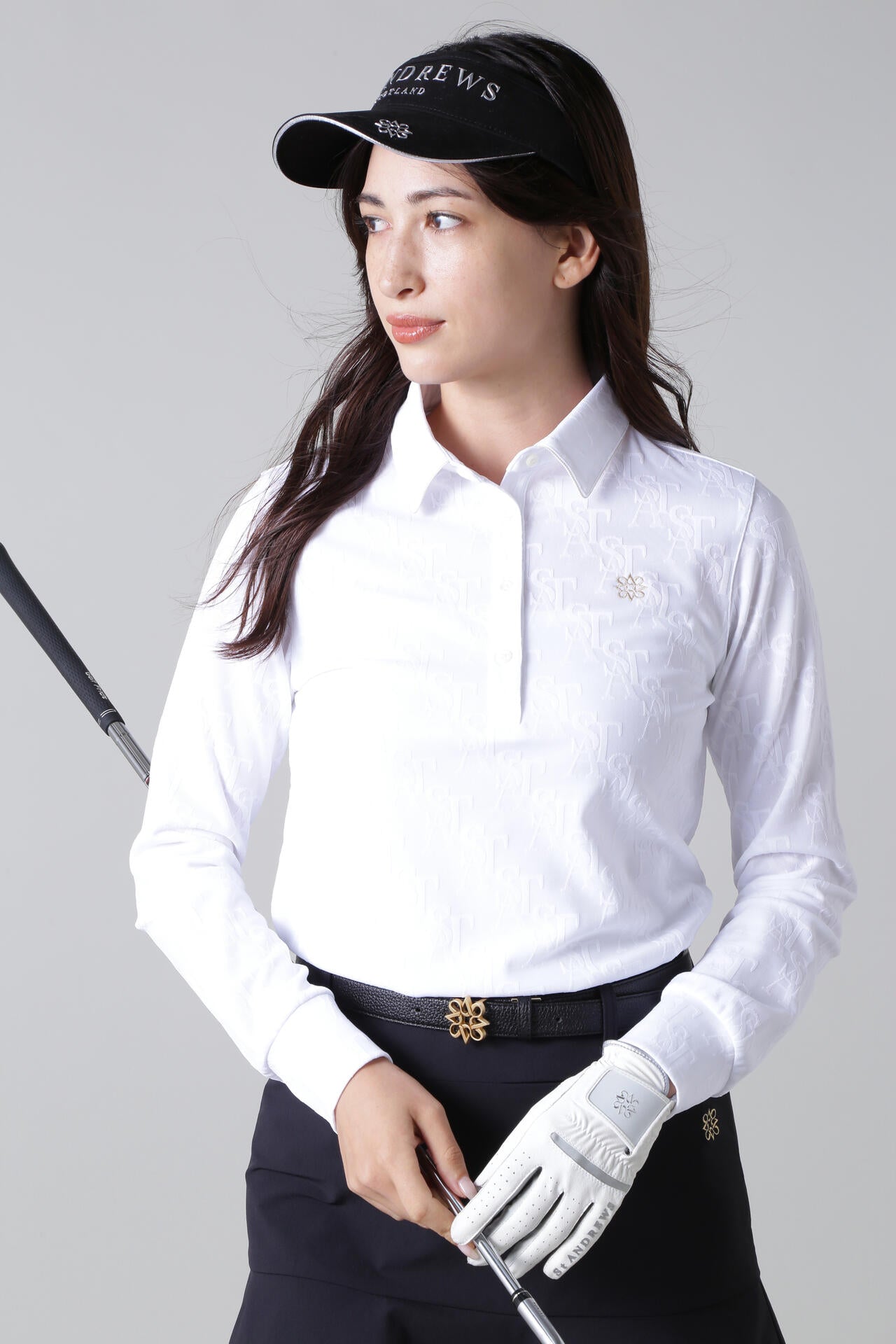 STAロゴジャガード長袖カットソーシャツ (WOMENS)