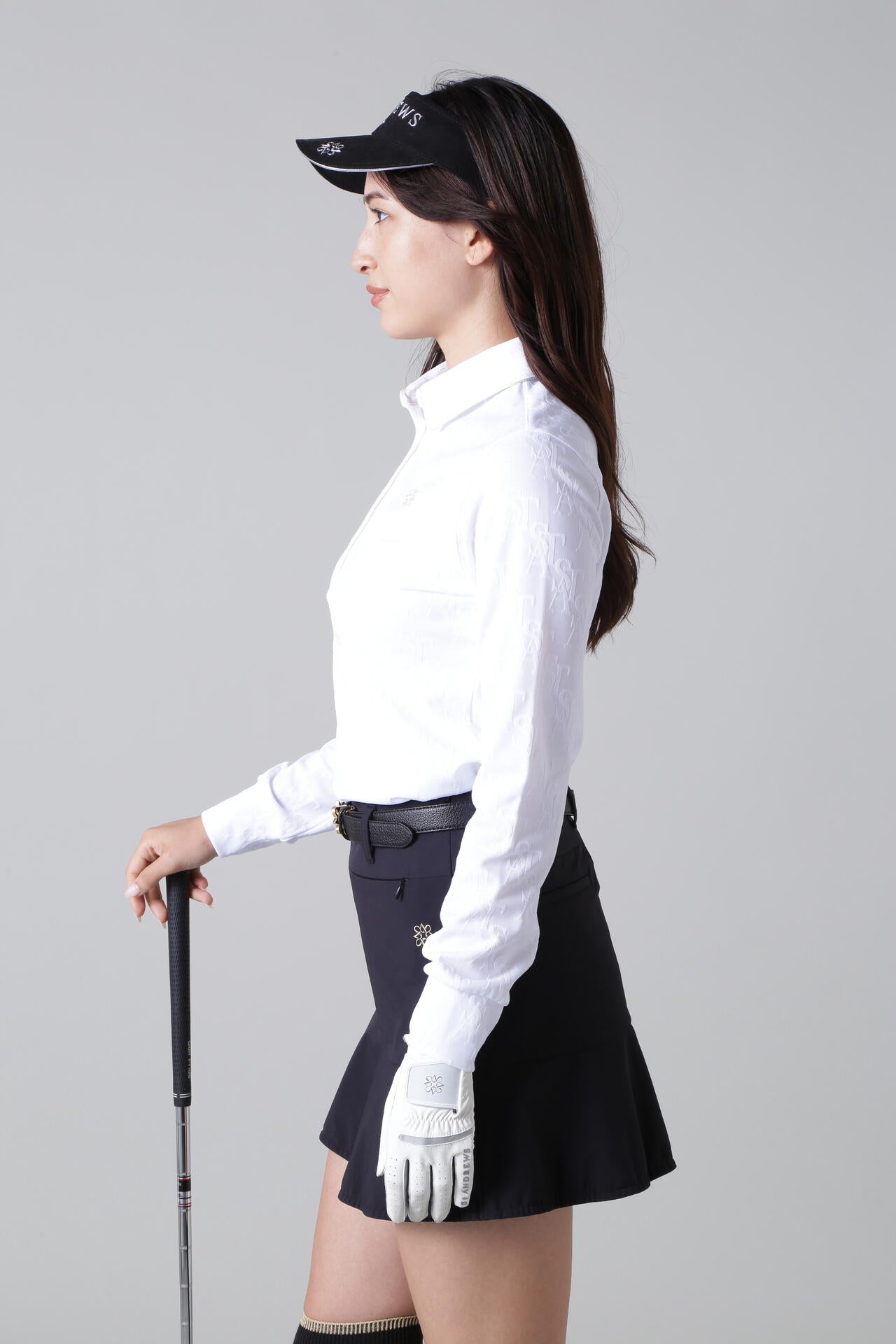 STAロゴジャガード長袖カットソーシャツ (WOMENS)