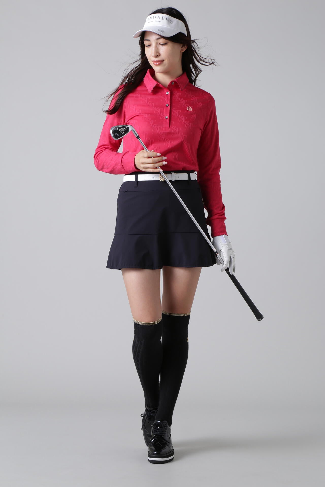 STAロゴジャガード長袖カットソーシャツ (WOMENS)