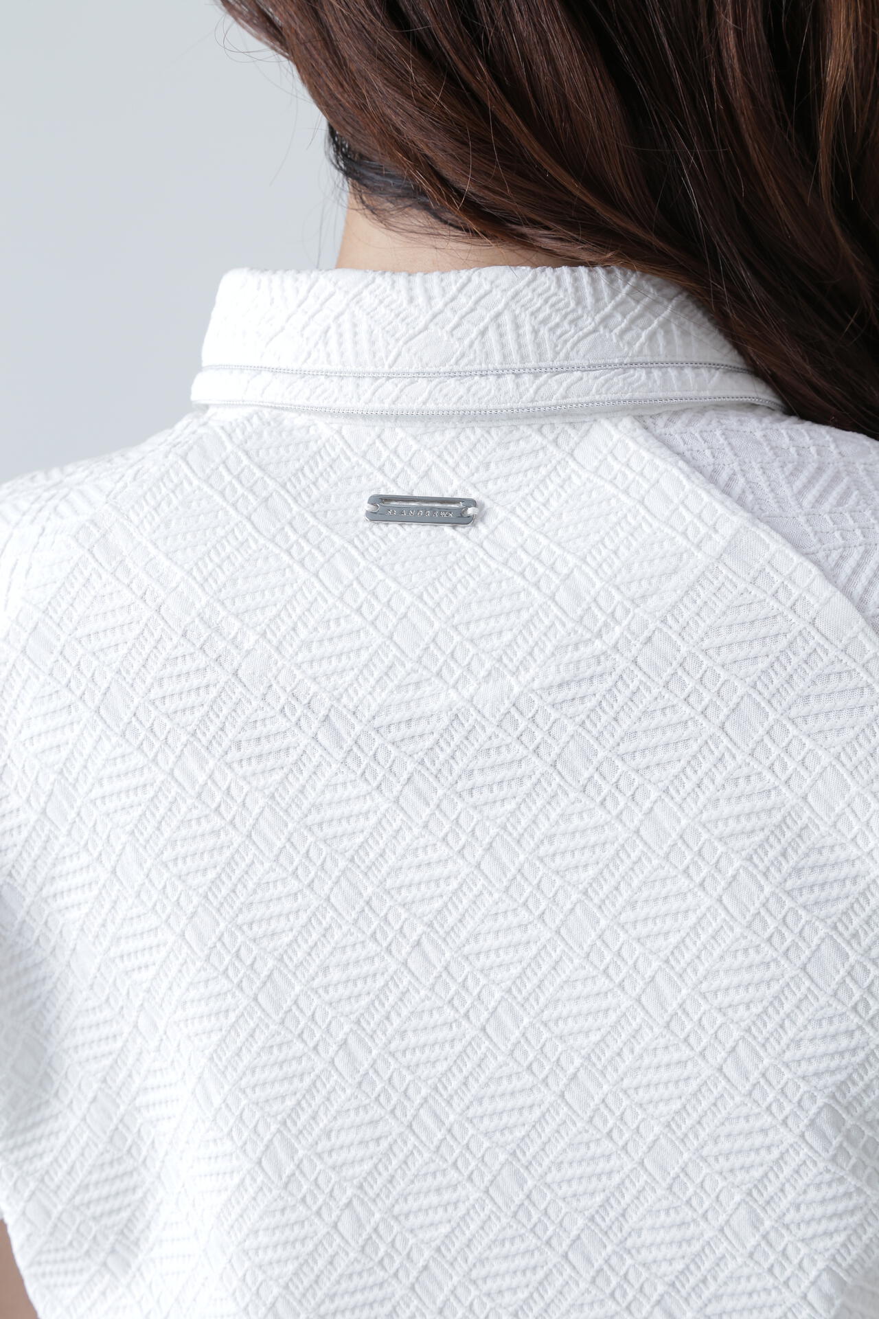 菱形ジャガード半袖シャツ (WOMENS)