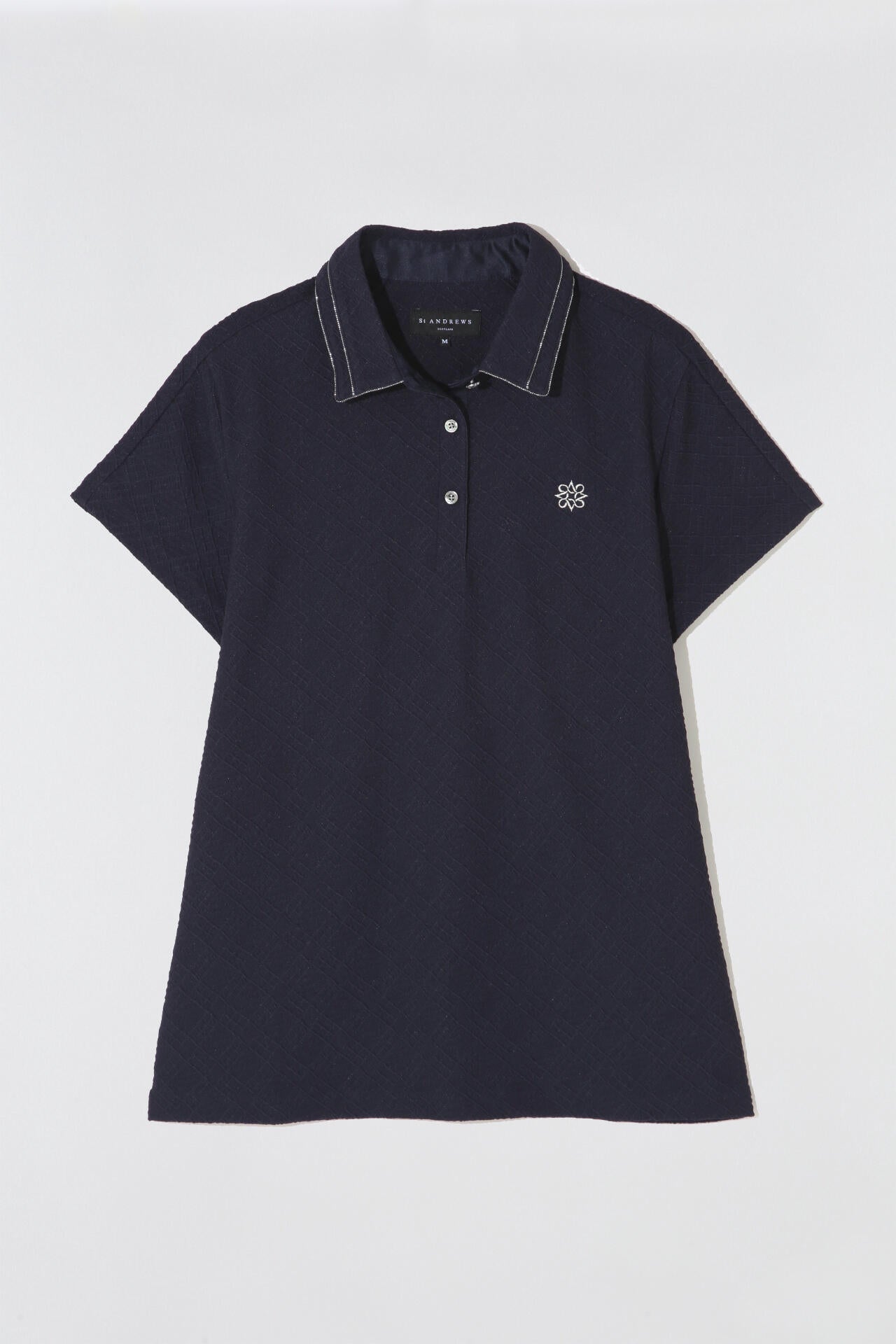 菱形ジャガード半袖シャツ (WOMENS)
