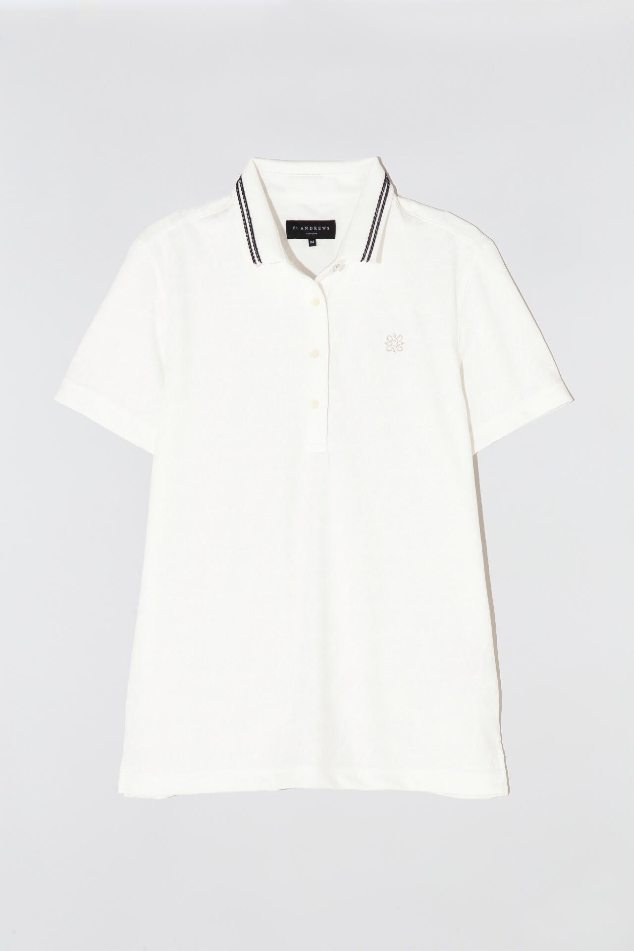 ハンドライティングジャガード無地 半袖ポロシャツ (WOMENS)