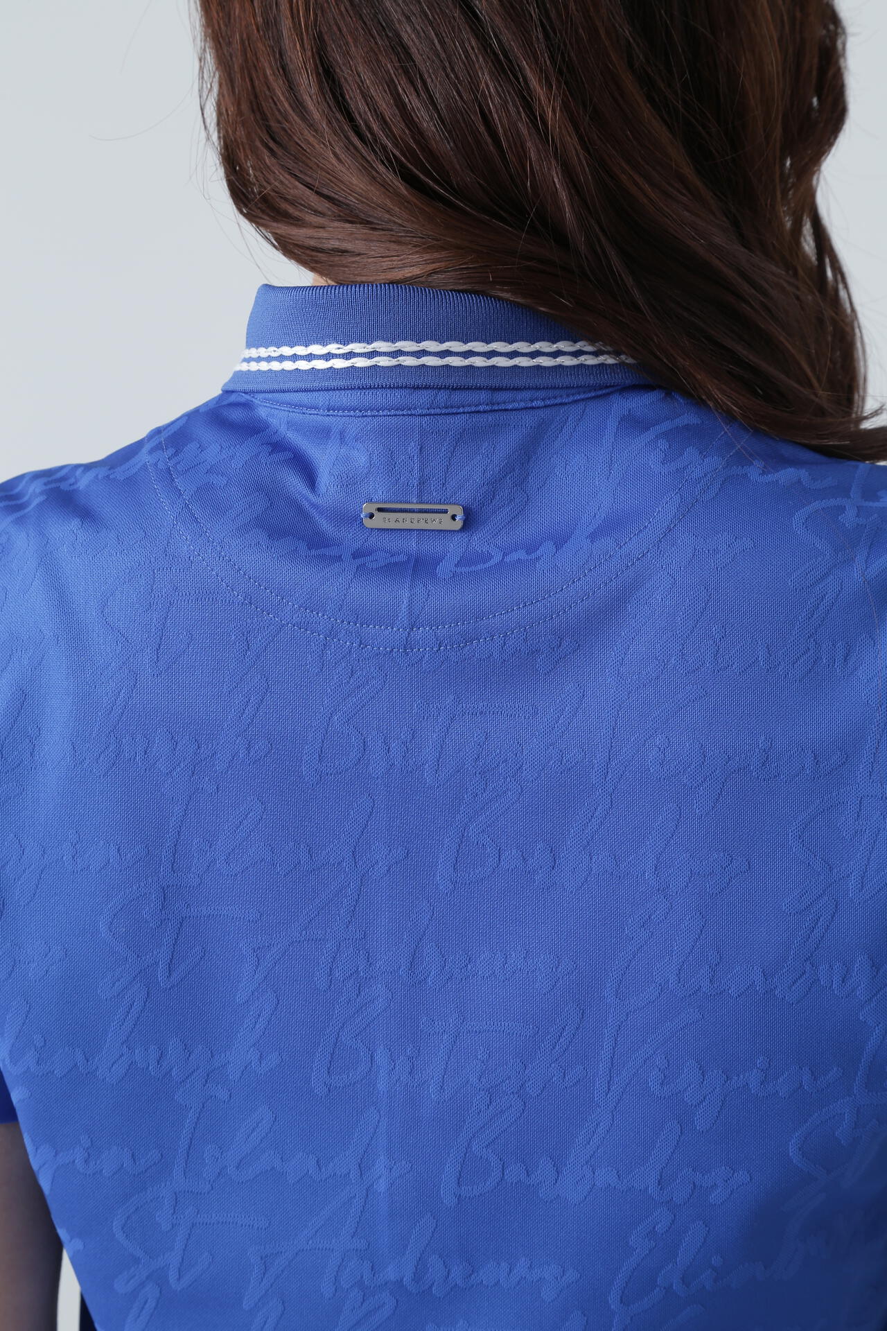 ハンドライティングジャガード無地 半袖ポロシャツ (WOMENS)