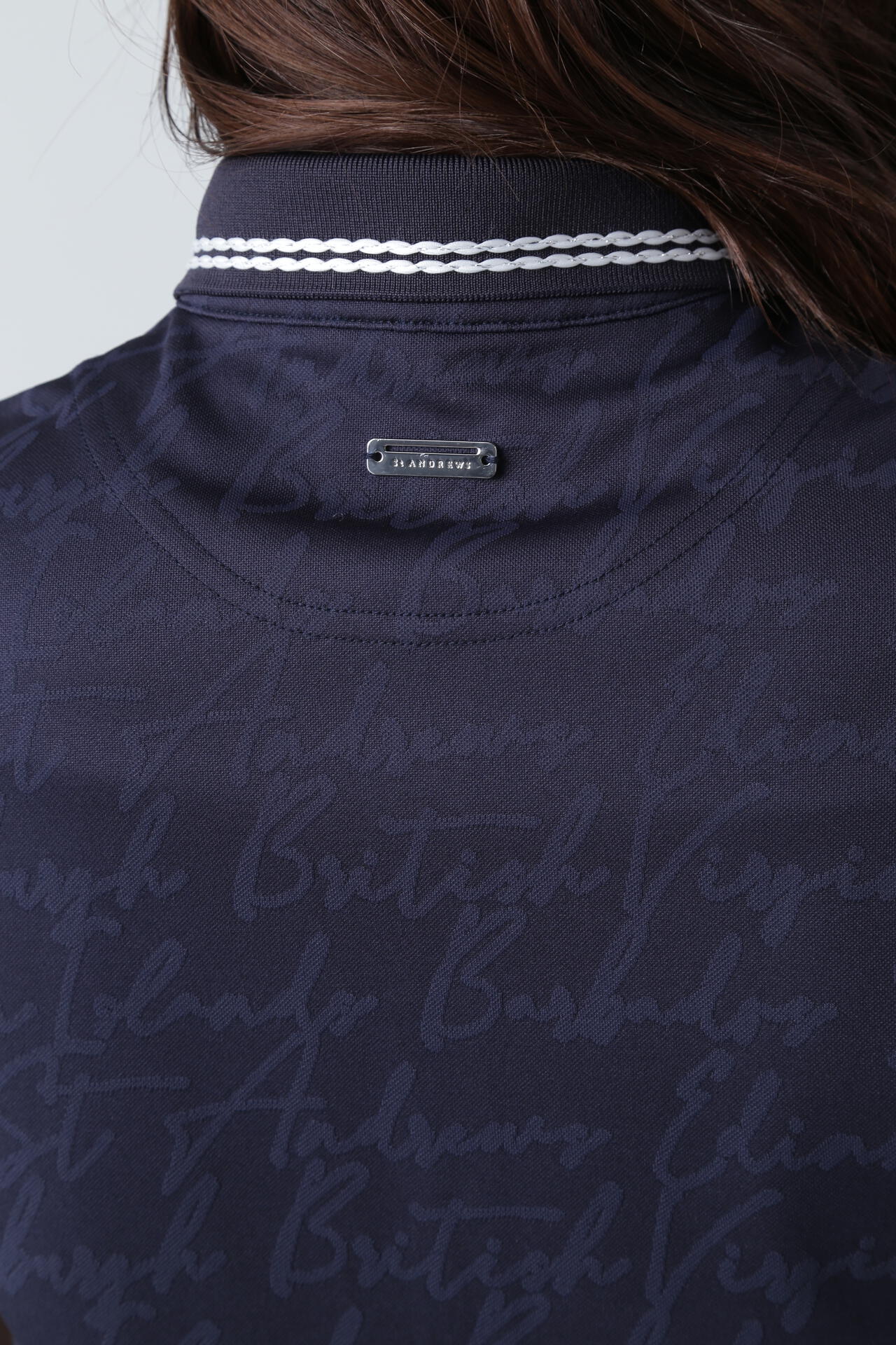 ハンドライティングジャガード無地 半袖ポロシャツ (WOMENS)