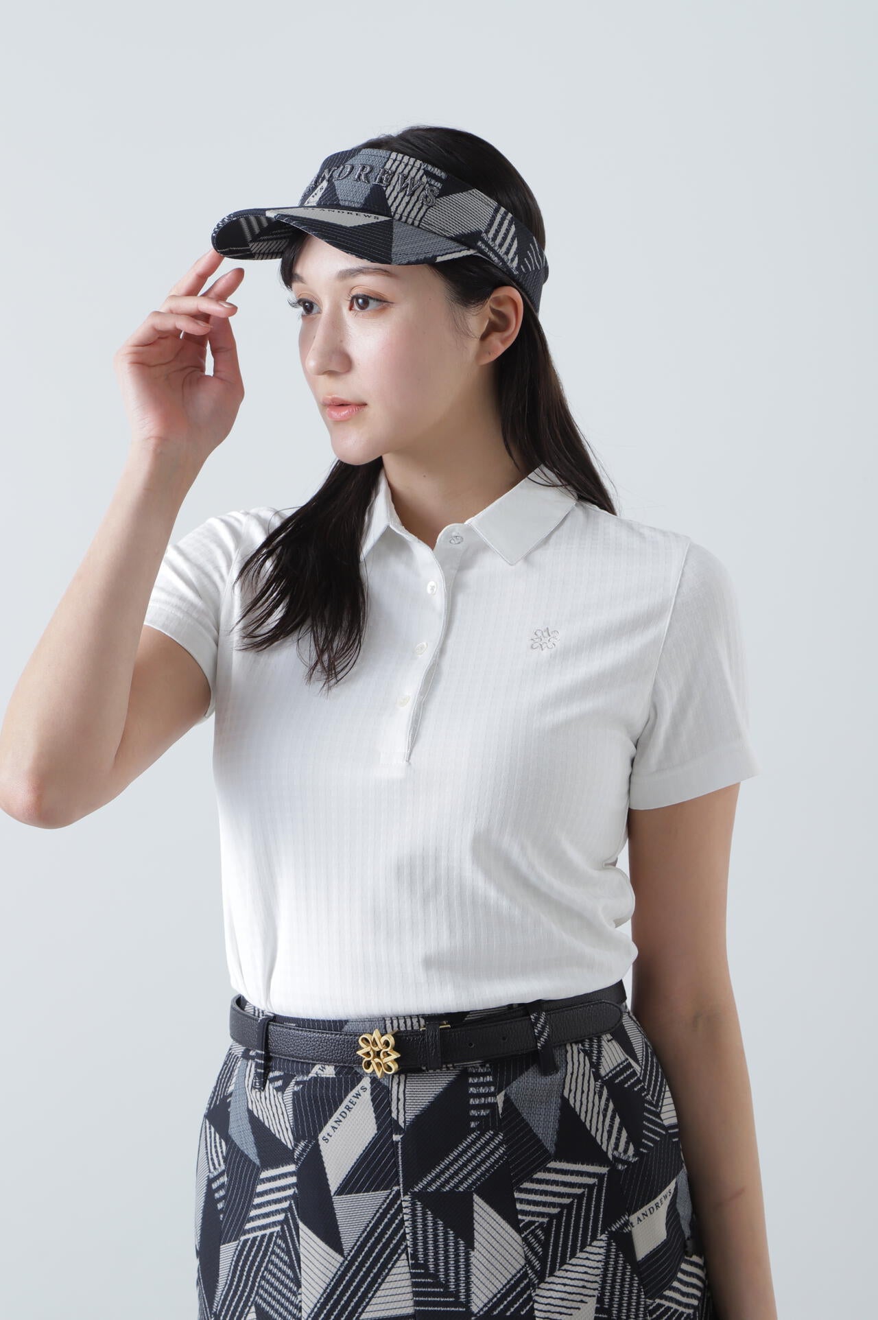 ギンガムジャガード半袖シャツ (WOMENS)