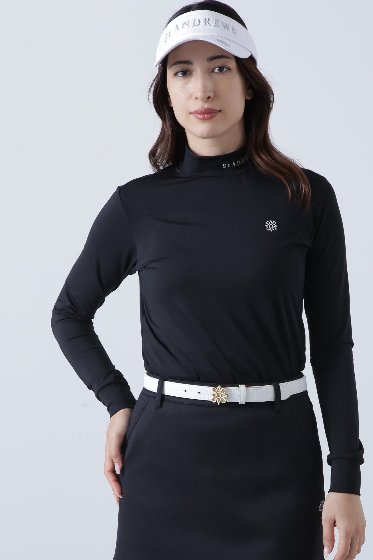 カチオンポリエステル ベア天竺 長袖ハイネック (WOMENS)