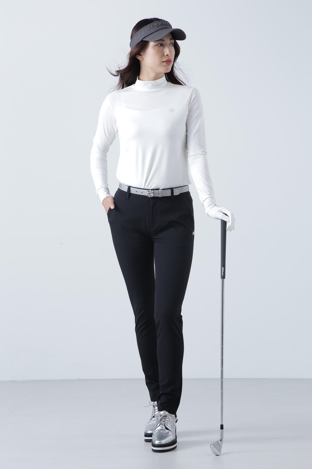 カチオンポリエステル ベア天竺 長袖ハイネック (WOMENS)