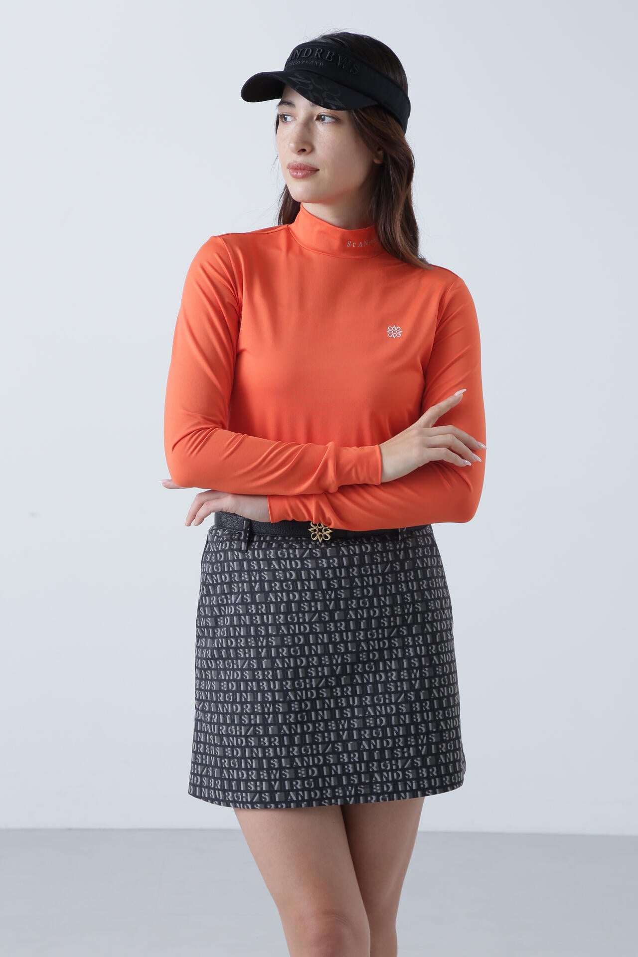 カチオンポリエステル ベア天竺 長袖ハイネック (WOMENS)