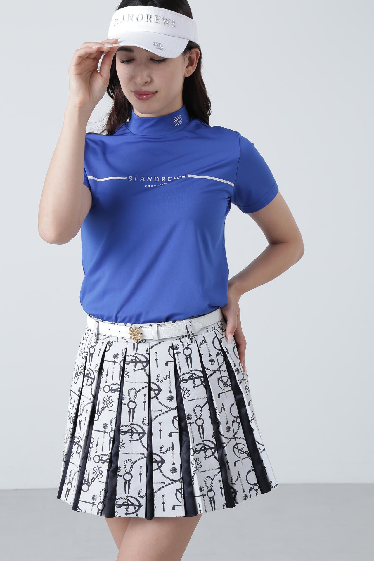 カチオンポリエステルベア天竺 半袖ハイネックカットソー (WOMENS)