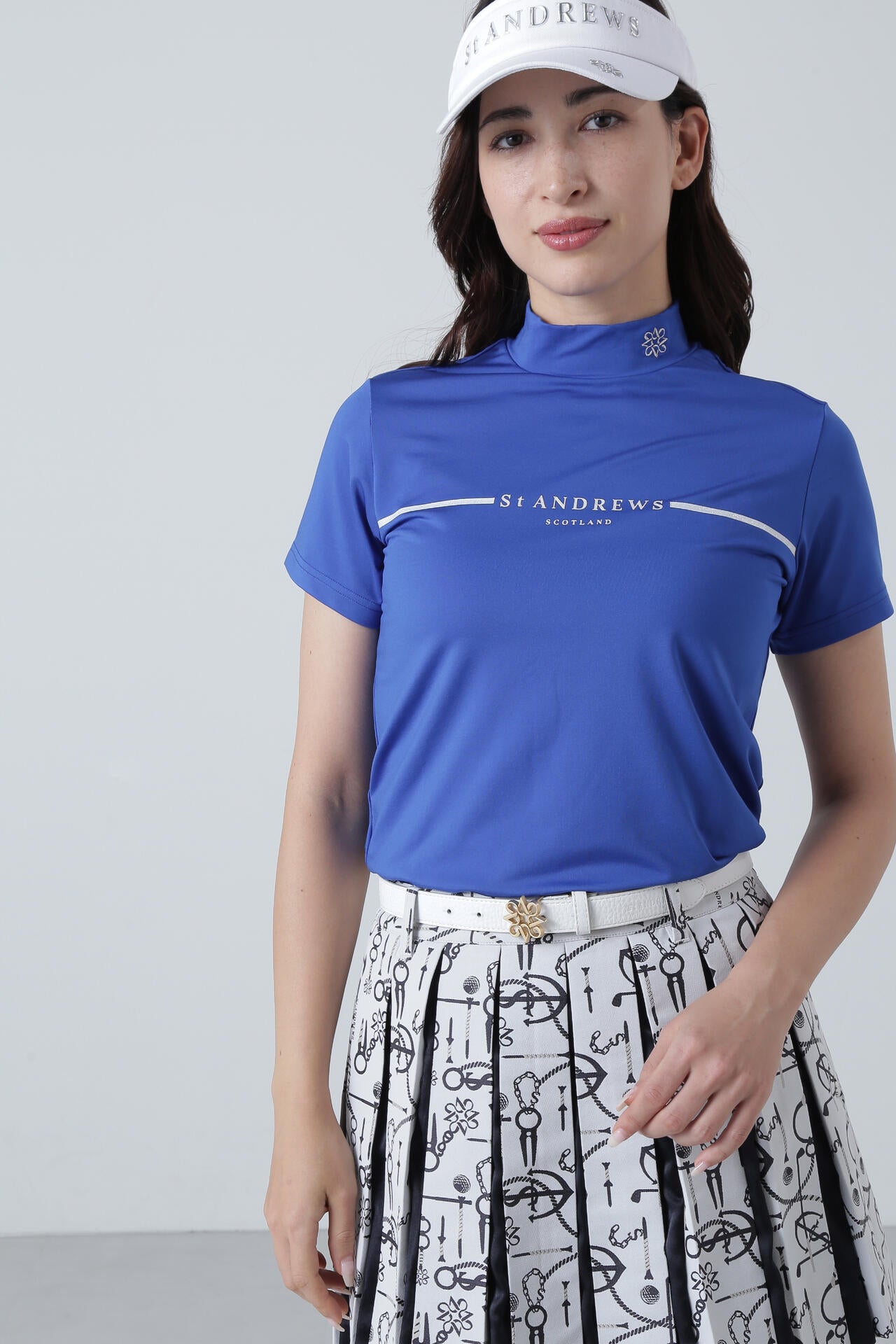 カチオンポリエステルベア天竺 半袖ハイネックカットソー (WOMENS)