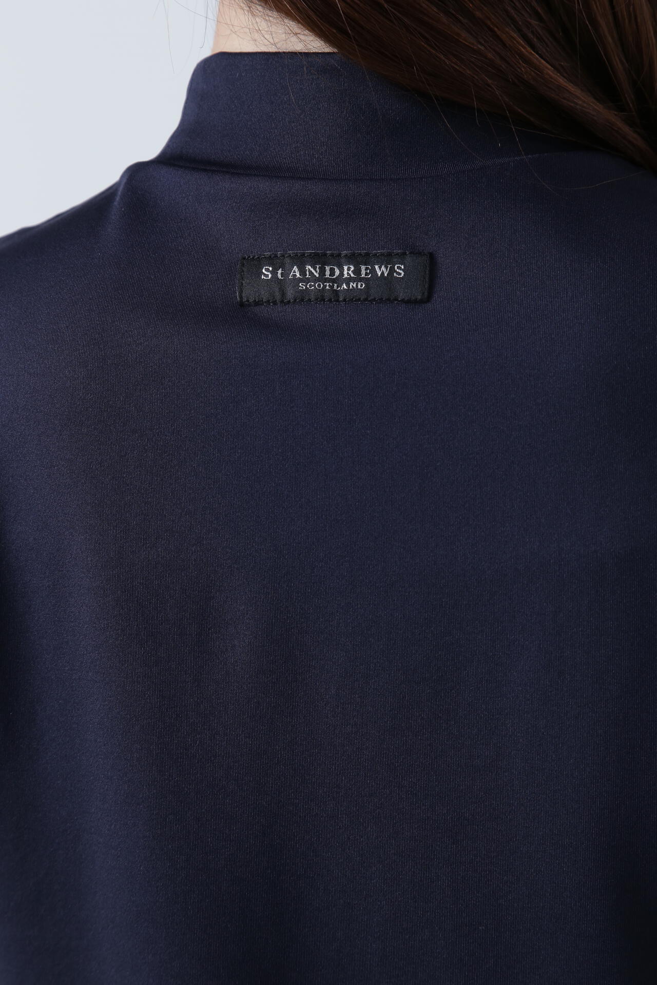 カチオンポリエステルベア天竺 半袖ハイネックカットソー (WOMENS)