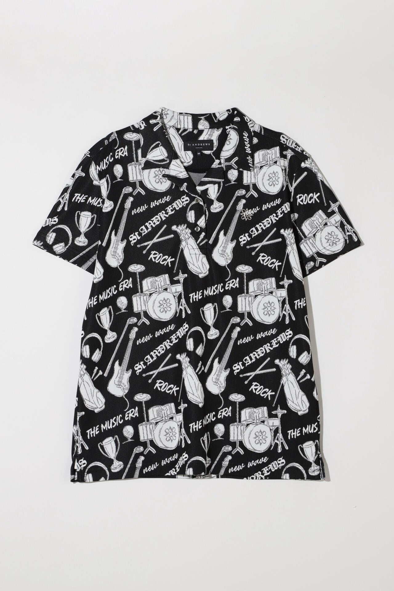 ミュージック柄ジャガード半袖シャツ (WOMENS)