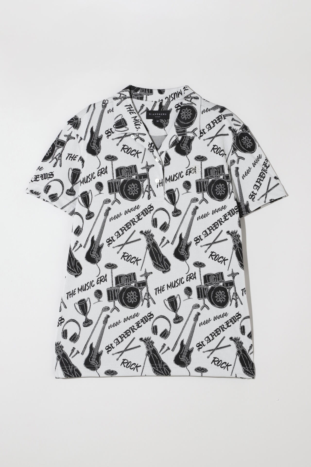 ミュージック柄ジャガード半袖シャツ (WOMENS)