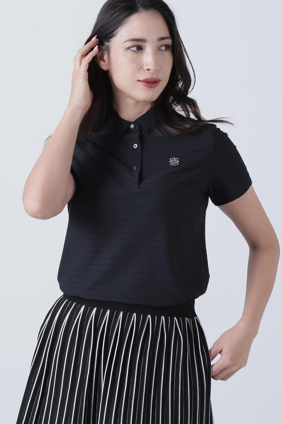 縄柄ジャガード半袖シャツ (WOMENS)