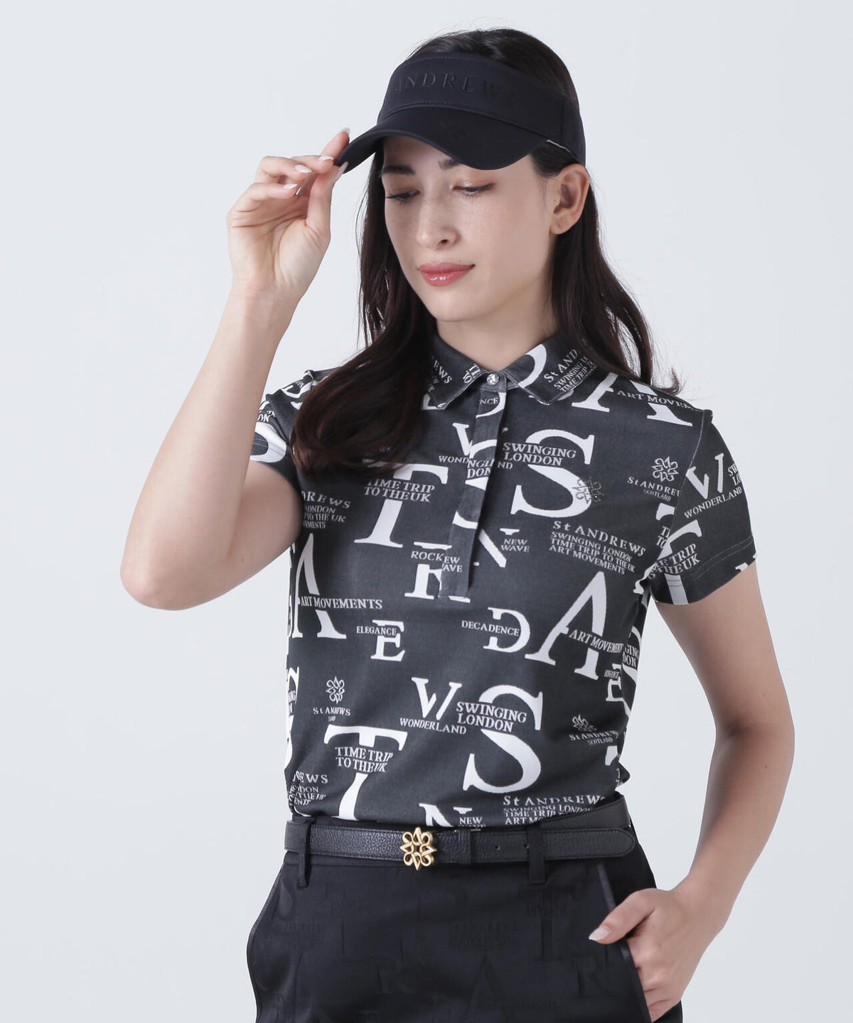 コンセプト柄ジャガード半袖シャツ (WOMENS)