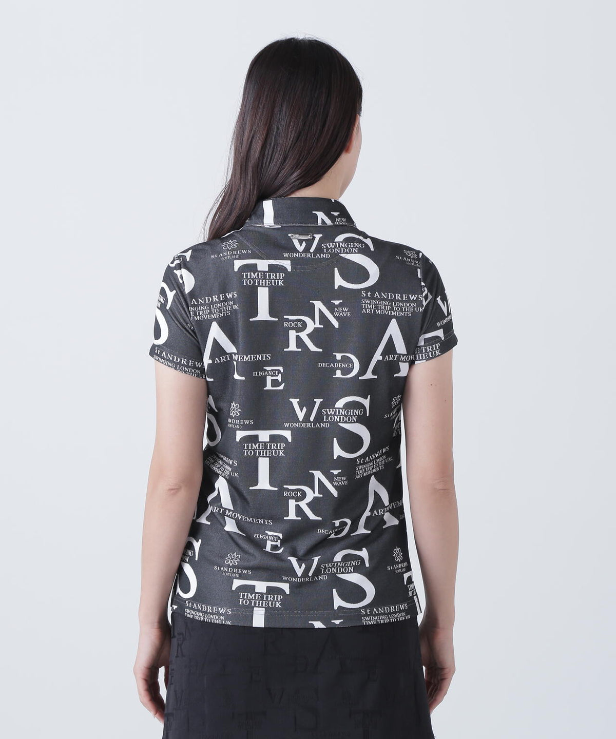 コンセプト柄ジャガード半袖シャツ (WOMENS)