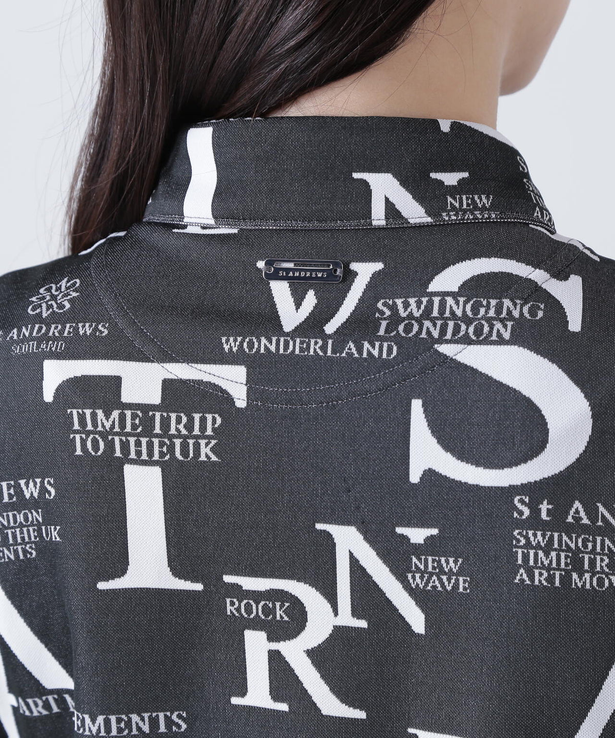 コンセプト柄ジャガード半袖シャツ (WOMENS)
