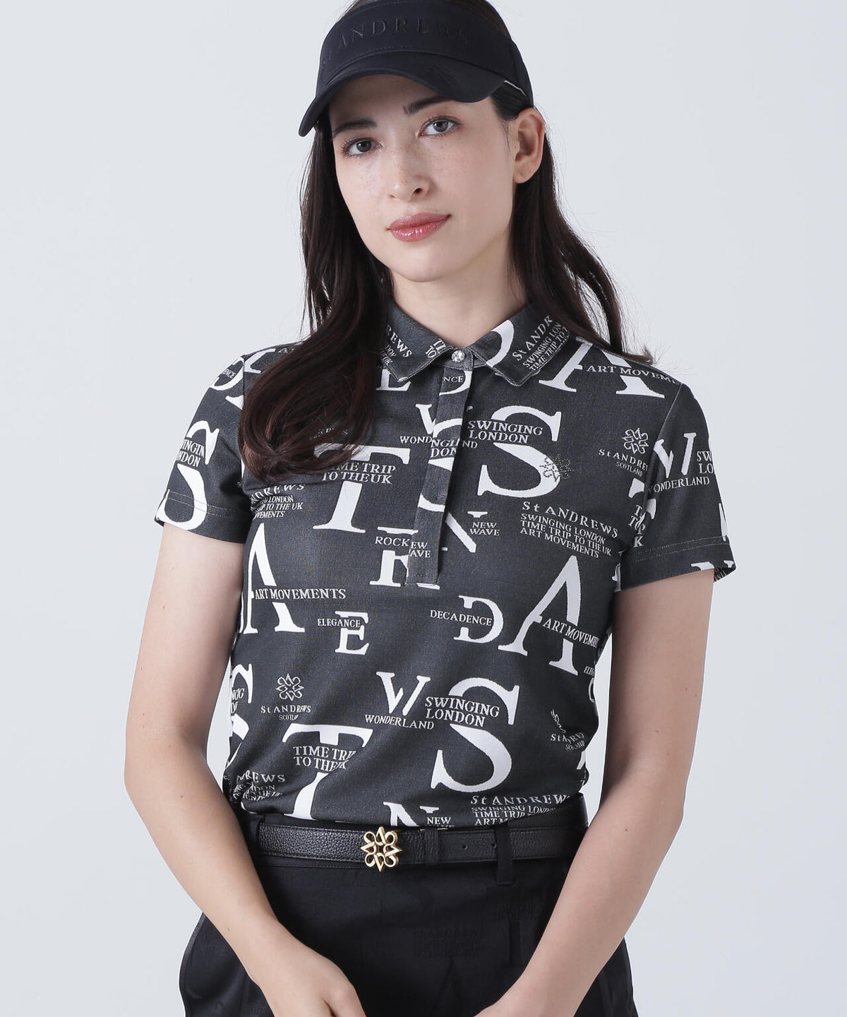 コンセプト柄ジャガード半袖シャツ (WOMENS)